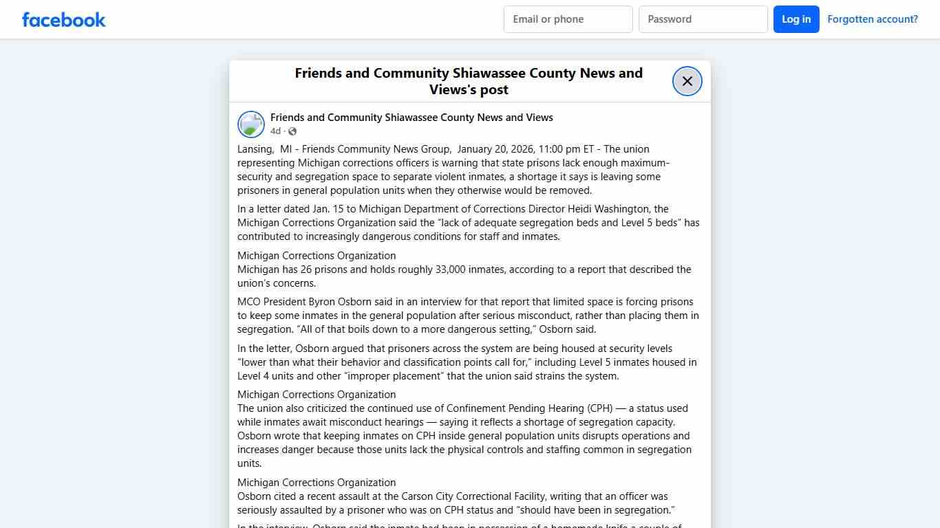 La... - Friends and Community Shiawassee County News and Views Facebook